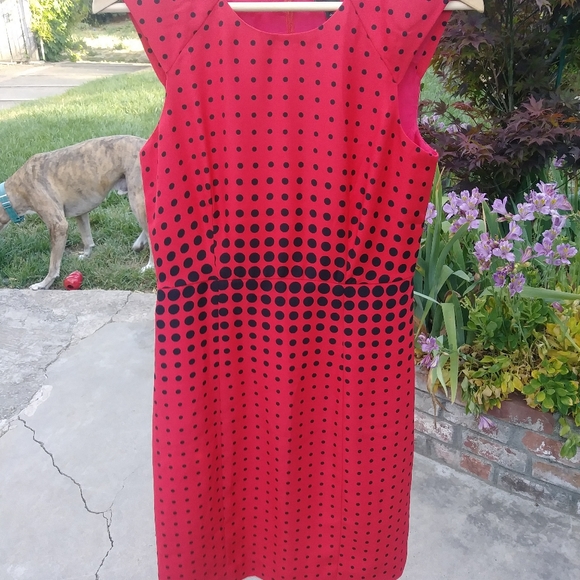 red dress with black polka dots